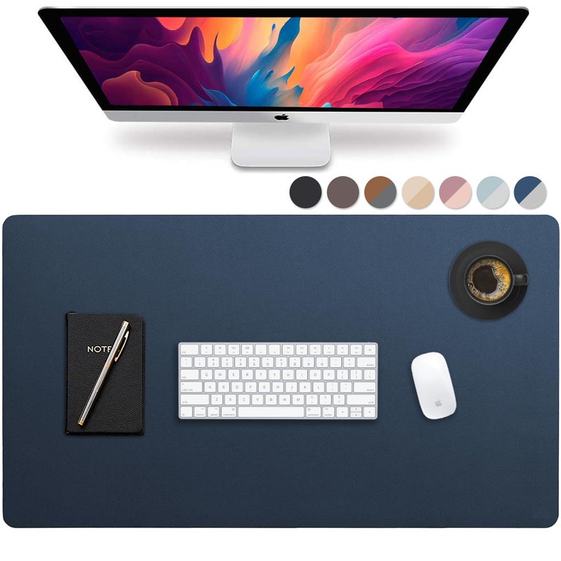 Vine Creations Leather Desk Mat Large 36" x 20", Desk Protector Mat, PU Leather Desk Pad, Large Mouse Pad, Desk Blotter, Desk Pads on Top of Desks, Desk Matt for Desktop, Office Desk Mat (Dark Blue) - Image 1